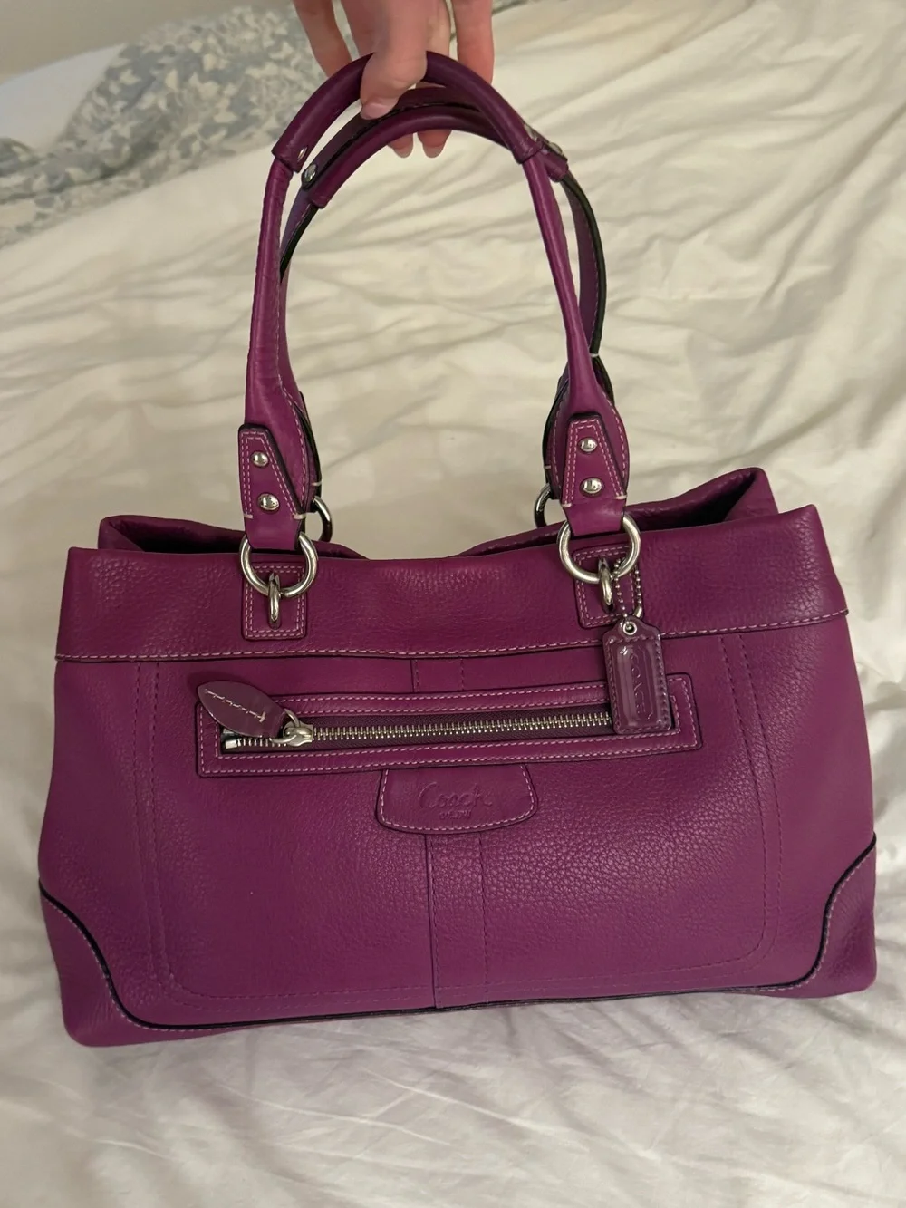 Coach Purple Pebbled Leather Shoulder Bag
